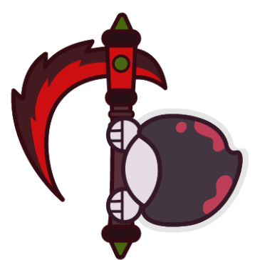 The Reaper, a dark round figure with a red scythe