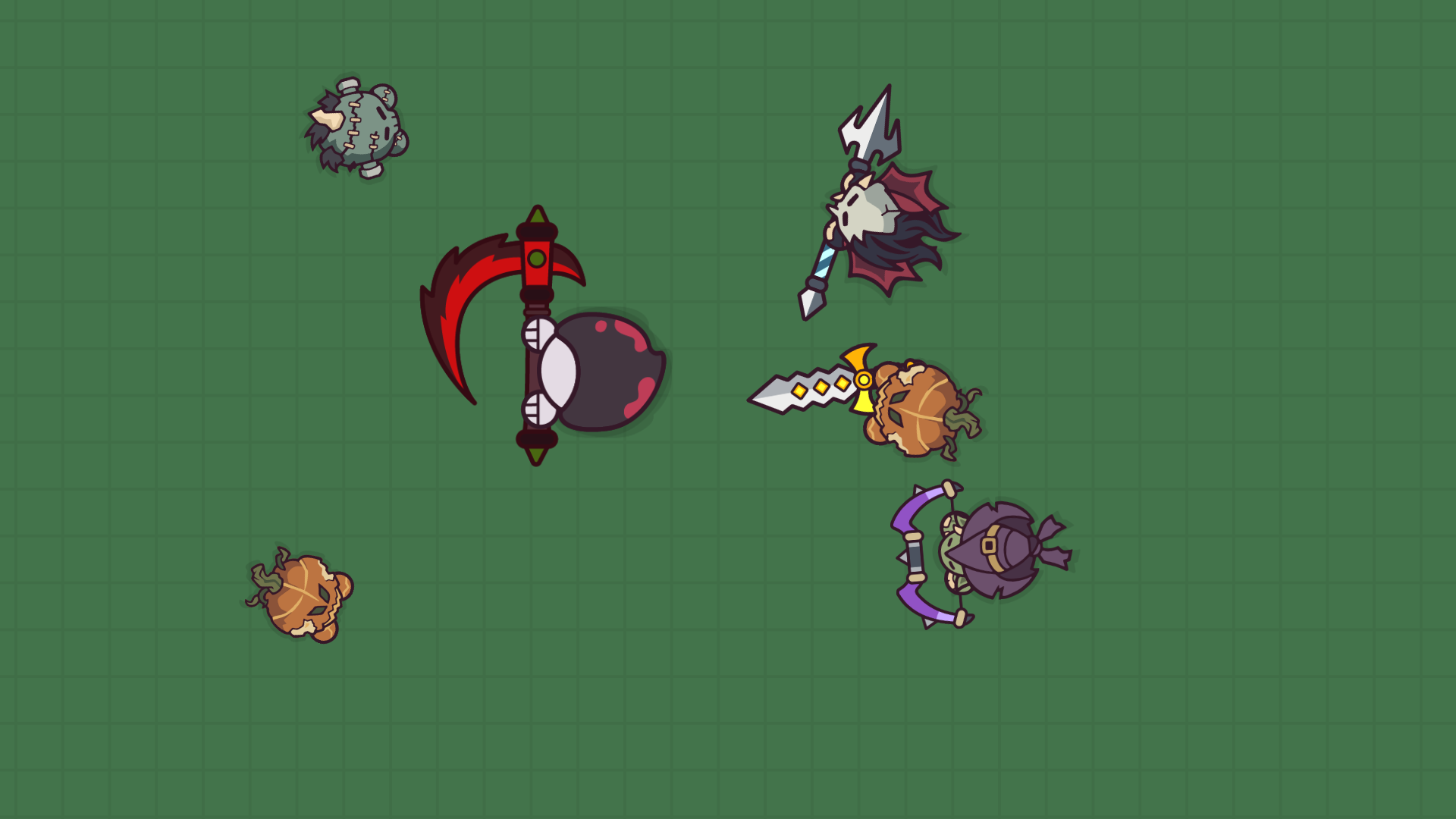 The Reaper with its scythe faces players in the Vampire, Pumpkin Head and Witch skins in its arena
